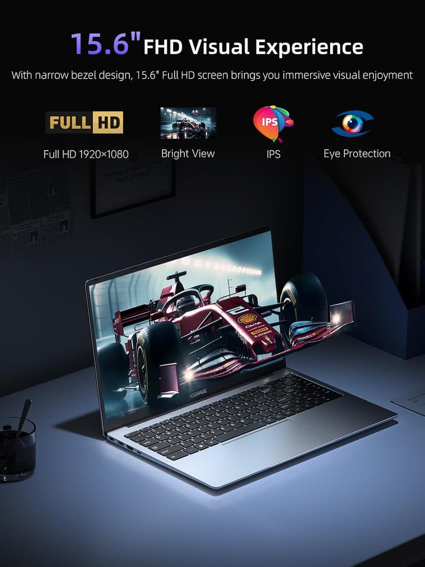 ACEMAGIC 2025 Laptop, Laptop Computer with Intel Quad-Core Processor(Up to 3.4GHz), 16GB DDR4 512GB SSD, Windows 11 Laptop, 15.6" IPS 1080P, Metal Shell, USB3.2, Long Battery Life