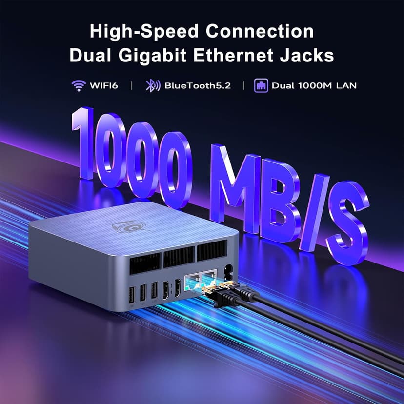 Beelink EQi12 Dual LAN Mini PC, Intel Core 1220P(10C/12T, up to 4.4GHz), 16GB DDR4 RAM 500GB PCIe4.0 SSD, Mini Desktop Computer Support WiFi 6/ BT5.2/ Dual HDMI/Bulit-in 85W Power Supply