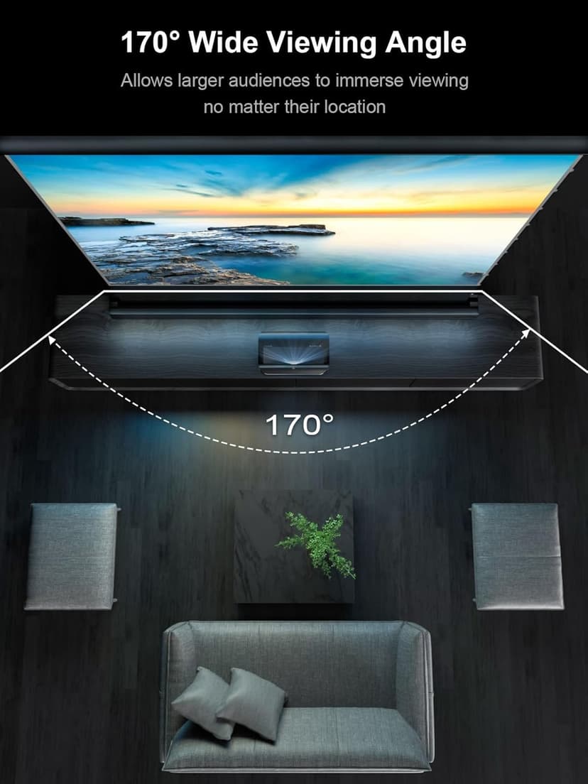 AWOL VISION 120" Motorized ALR Floor Rising Projector Screen for Ultra Short Throw Projector, Floor Stand Screen for Home Theater, 4K/8K Ultra HD, Active 3D, 95% Ambient Light Rejecting-ALR-F220C
