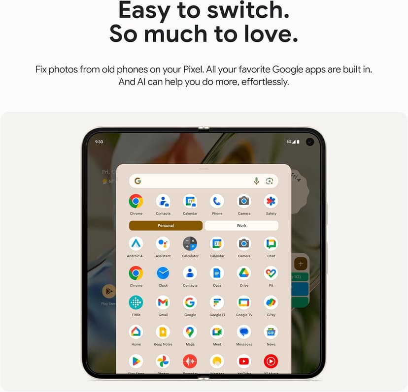 Google Pixel 9 Pro Fold - Unlocked Android Smartphone with Gemini - Advanced Triple Rear Camera System - Foldable Display - Hands-Free Video - Obsidian - 512 GB
