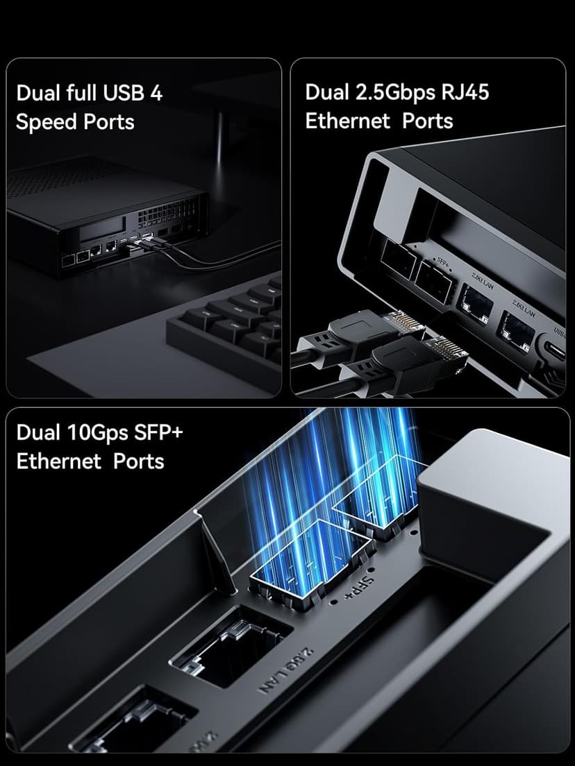 MINISFORUM Mini PC MS-01-S1390 Barebone with Intel Core i9-13900H,vPro Enterprise Support,2x10Gbps SFP+LAN/2x2.5G RJ45/2xUSB4/HDMI/16xPCIe 4.0/M.2 NVMe SSD/U.2 NVMe SSD,Mini Computer(No OS/RAM/SSD)