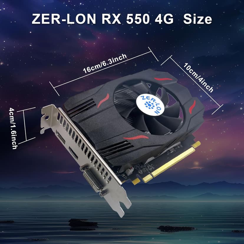 AMD Radeon RX 550 Graphics Card, 4GB GDDR5 128 Bit 1183MHz DP HDMI DVI-Output GPU, PCIE 3.0 Computer Gpu Support Up to 4K Video Card for Office and PC Gaming