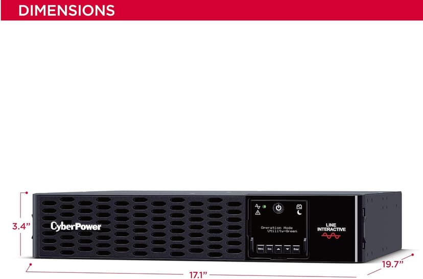 CyberPower PR3000RTXL2UN Smart App Sinewave UPS System, 3000VA/3000W, 9 Outlets, 2U Rack/Tower, RMCARD205 Pre-Installed, EBM Option