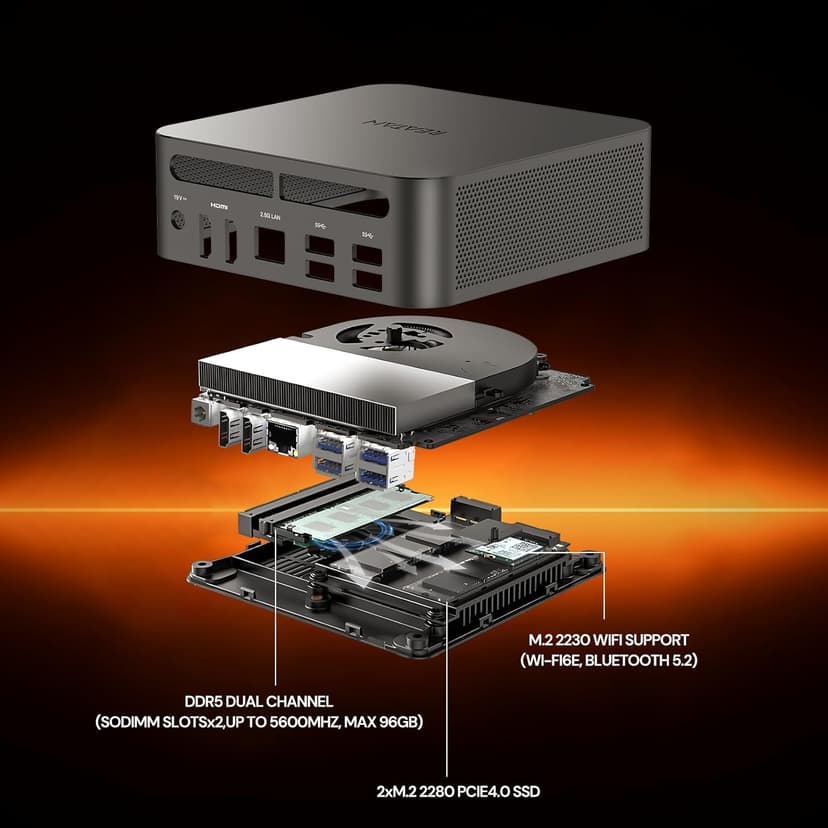 Reatan Alloy 9 Mini Gaming PC AMD Ryzen 9 7940HS(up to 5.2GHz) 32GB DDR5 1TB SSD 5600 MHz RAM, Desktop Mini Computers, Radeon 780M Graphics,Quad Display 2.5Gbps LAN,HDMI 2.1, 8K USB 4.0 Wi-Fi 6E/BT5.3
