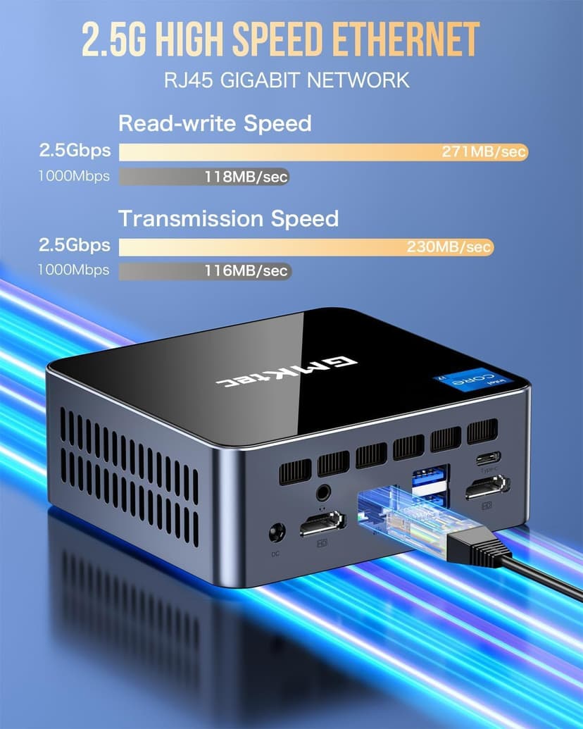 GMKtec Mini PC Intel Core i7-1195G7 (Turbo 5.0 GHz) 32GB DDR4 1TB SSD Desktop Mini Computers WiFi 6, BT 5.2/ DP, HDMI/RJ45 2.5G/USB4.0