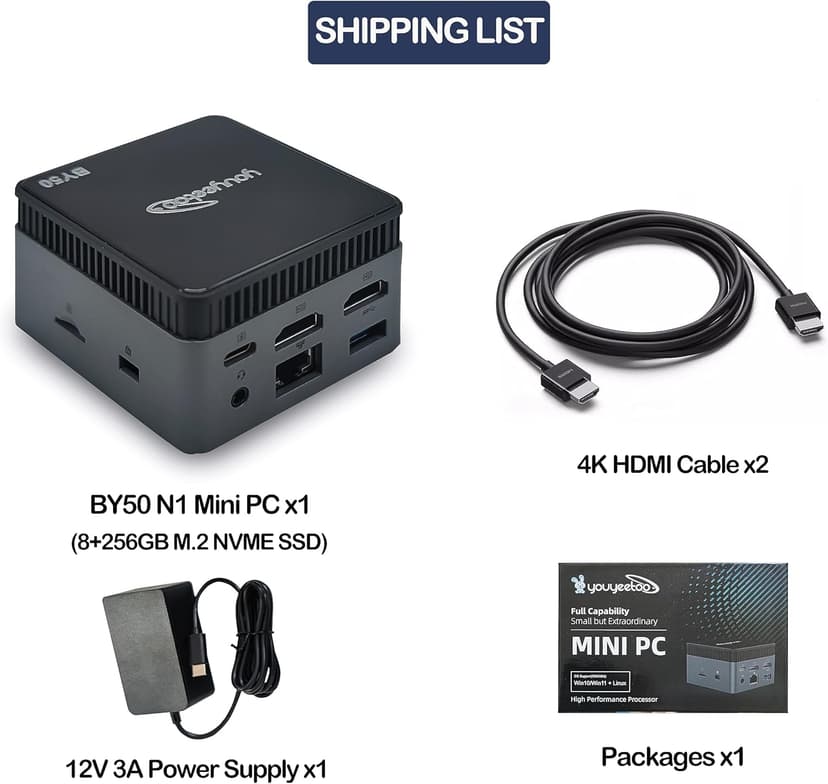 Windows 11 Pro Mini PC, Intel 11th Gen N5105 CPU, LPDDR4 8GB RAM 256GB M.2 NVME SSD, Mini Desktop Computer with Dual 4K HDMI WiFi5 BT4.2, Support Gigabit Ethernet for Office Home Theater Gaming