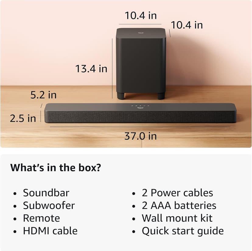 Amazon Fire TV Soundbar Plus with subwoofer (newest model), 3.1 channel, Dolby Atmos, DTS:X, clear dialogue