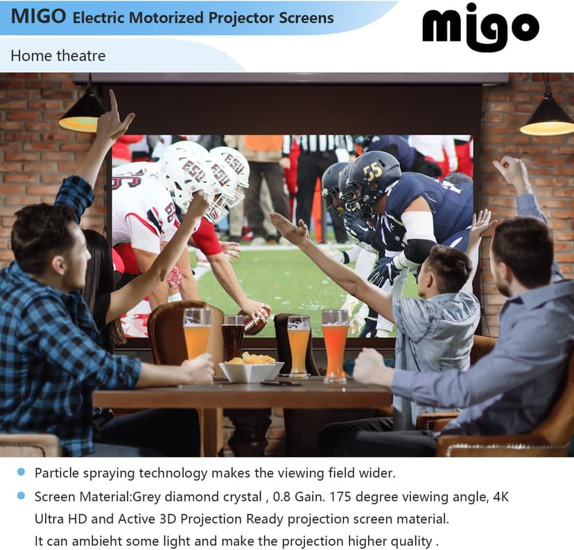 150 Inch Pull Down Projector Screen, Grey Crystal 2.0 Gain Partial Ambient Light 4K HD Tab-Tensioned Projector Screen Wall Mount Ceiling Mount for Short Throw Projector Movie Home Theater Cinema