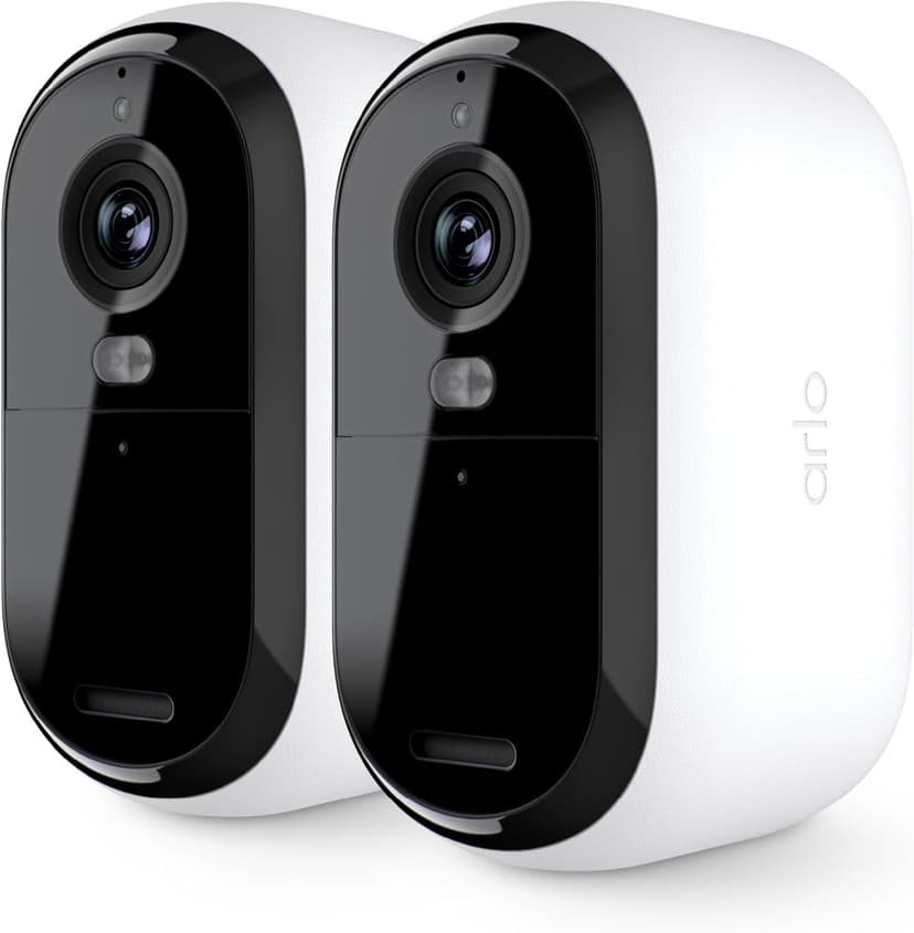 Arlo Essential Security Camera 2K | Outdoor-Indoor | 2nd Gen | Wireless with Spotlight, 2-Way Audio, Color Night Vision, Live Stream, Motion Activation, Real Time Notifications - White, 2 Camera