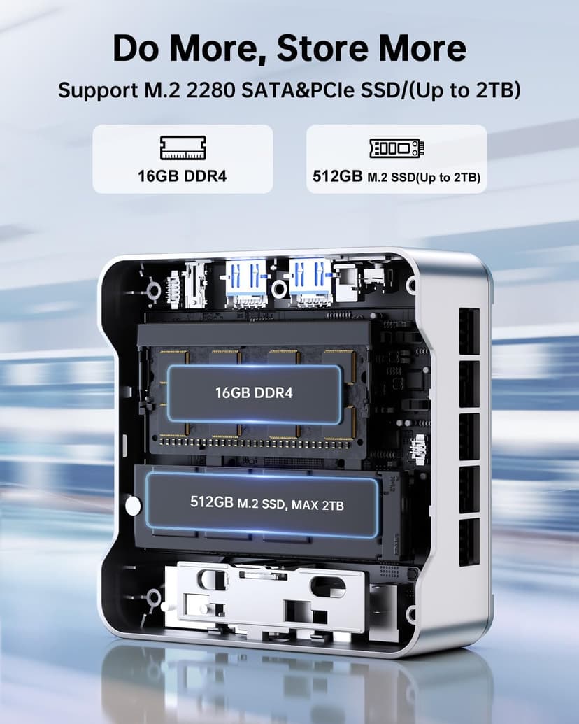 KAMRUI E2 Mini PC 11 Pro, 12th Gen Alder Lake N97(up to 3.6GHz) Micro PC (Beat N150/N100/N95), 16GB RAM 512GB M.2 SSD, Desktop Computers 4K Dual Display/USB3.2/WiFi/BT/LAN Small Computer