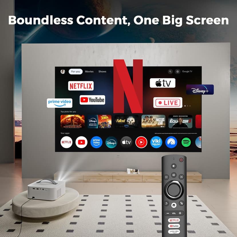 [AI Movin System & 1200 ANSI] Projector-4K with WiFi 6 and Bluetooth, 30W DoIby Audio Netflix-Licensed Projector, One-touch Focus Portable 1080P Outdoor-Projector, Lisowod Smart Proyector with HDR10+