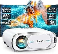 [AI Auto Focus+Auto Lens Cap]Outdoor-Projector 4K with WiFi 6and Bluetooth:Upgrade 1100 ANSI Native 1080P Jimveo Portable Projector, Auto 6D Keystone&Zoom,Home LED Movie Projector for Outdoor/Home Use