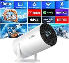 [Netflix Officially & Electric Focus] Mini Projector with WiFi and Bluetooth, XuanPad Full HD 1080P Portable Projector, 210° Rotatable Stand, Auto Keystone, Dust Removal and Heat Dissipation Design