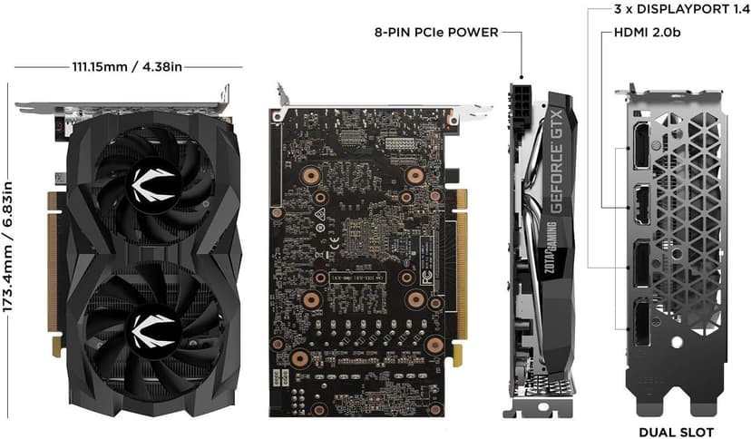 ZOTAC GeForce GTX 1660 Super 6GB GDDR6 192-bit Gaming Graphics Card, Super Compact, ZT-T16620F-10L