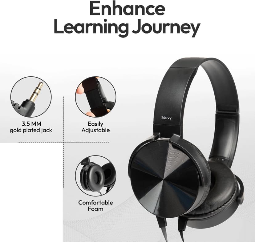 Bulk Headphones for Classroom, 12 Pack Durable Wired School Headphones for Students. Teacher Must Haves Supplies from Elementary to College (Black Color)
