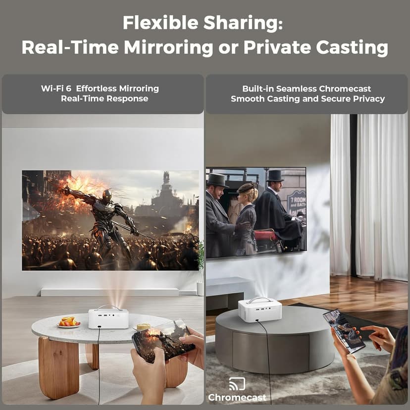 [AI Movin System & 1200 ANSI] Projector-4K with WiFi 6 and Bluetooth, 30W DoIby Audio Netflix-Licensed Projector, One-touch Focus Portable 1080P Outdoor-Projector, Lisowod Smart Proyector with HDR10+