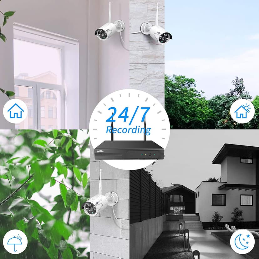Hiseeu Wireless Pro WiFi Security Camera System, 16CH 4K NVR Kit, 8Pcs 5MP CCTV Home Security Camera System for Indoor/Outdoor Use, Night Vision, Waterproof, Motion Detection, 3TB Hard Drive