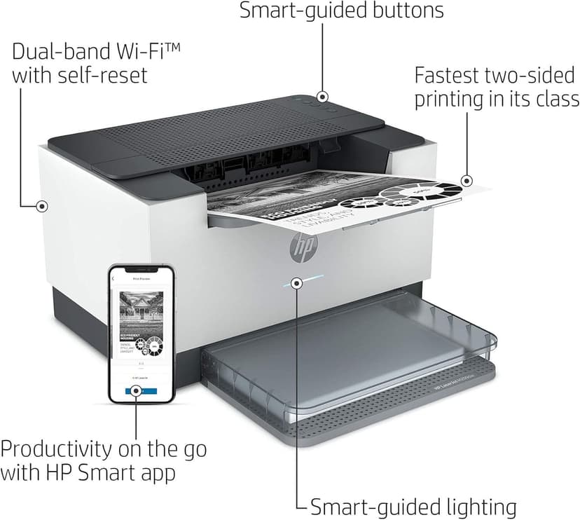 HP Laserjet M209dw Wireless Black & White Laser Printer, Single-Function, Print, Best for Home Office (Renewed)