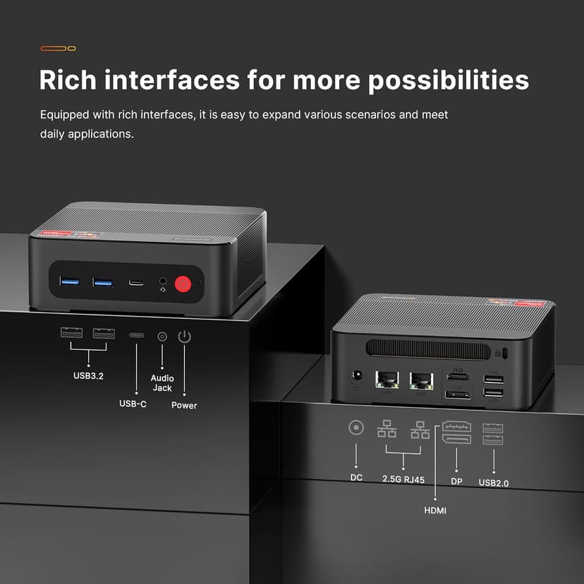 Mini PC P4 Plus, AMD Ryzen 7 5825U Mini Computers, 32GB DDR4 RAM 1TB m.2 NVMe SSD, Dual 2.5GbE LAN Ports/WiFi 6E/BT5.2, 4K Triple Display, Dual NVMe SSD Slots Mini Gaming PC