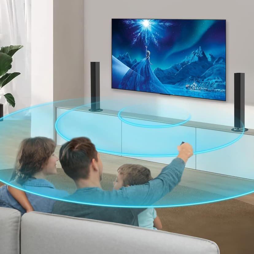 MZEIBO Sound Bar for Smart TV, 80W Bluetooth Soundbar 2 in 1 Detachable Design, Deep Bass, Home Theater Surround Sound, ARC/Optical/AUX Connections for TV/PC/Gaming/Projectors