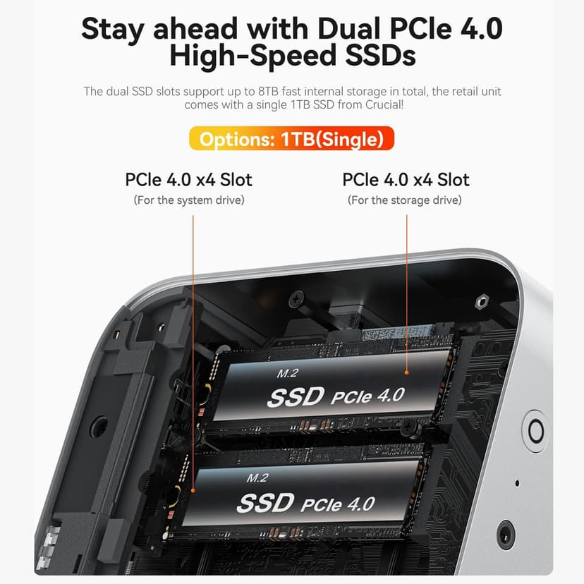 Beelink SER9 Pro AI Mini PC, AMD Ryzen AI 9 365(73TOPS,10C/20T,5.0GHz), 32G LPDDR5X 8000MHz 1TB PCIe4.0 x4 SSD, AI PC AMD Radeon 880M NPU 50 AI Tops, Built-in MIC/Speakers/USB4/WiFi6/BT5.2/2.5G