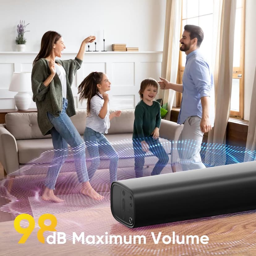 Sound Bar for Smart TV, Soundbar TV Speakers with Customized Bass Reflector, Compact Design and Easy Set up, Home Audio Surround Sound System for TV PC Projector, Wall Mountable