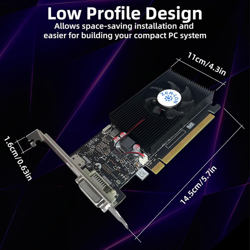 GeForce GT 1030 4G Low Profile Graphics Card, GDDR4 64Bit, HDMI/DVI Ports Support DirectX 12 Computer Gaming Video Card, Desktop GPU, Support 4K