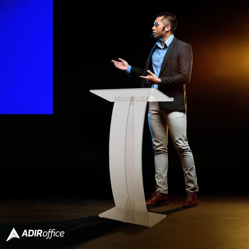 AdirOffice Clear Acrylic Podium, Ideal for use as Pulpits for Churches, Podium Stand for Wedding, or as Acrylic Lectern