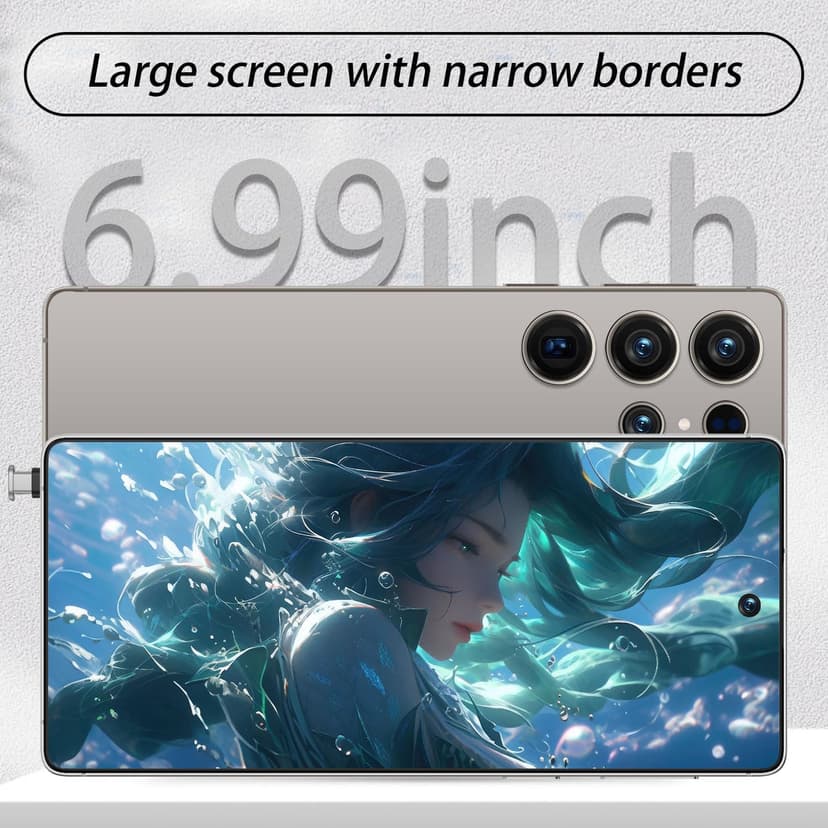 I25 Ultra 5G Unlocked Smartphone,6.8" HD Screen, 8GB+512GB,7000mAh Battery., 108MP+48MP Dual Camera, Android 14, Dual SIM/5G/Face ID/Fingerprint Lock/GPS (Gold)