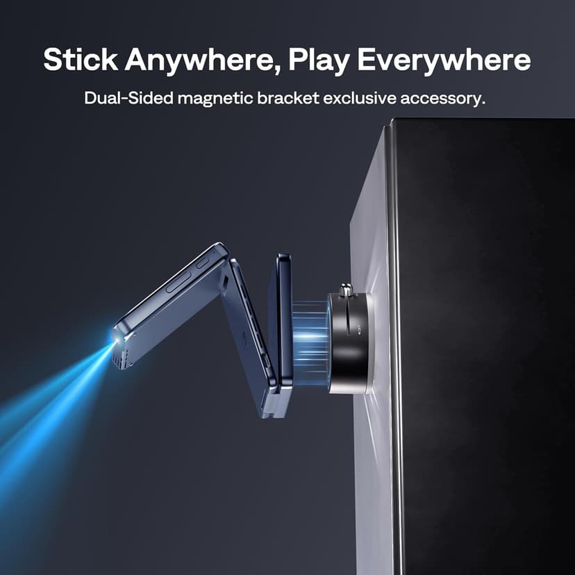 Aurzen ZIP Tri-Fold DLP Truly Mini Projector, Pocket Size, Zero-Lag Focus, One-Click Screen Mirroring, Full-Screen Mode, Type-C Fast Charging, 5,000mAh Battery, Indoor Outdoor Portable Projector, Blue