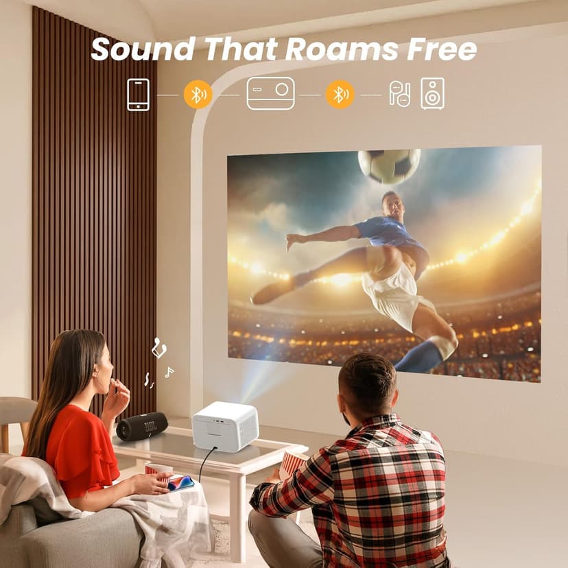 [Sound by JBL & 700ANSI] Yaber 1080P Projector with WiFi 6 and Bluetooth, [Seamless Autofocus] Portable Outdoor Movie Projector, Home Theater Projector for iPhone/TV Stick/HDMI/USB/Laptop/PS5-White