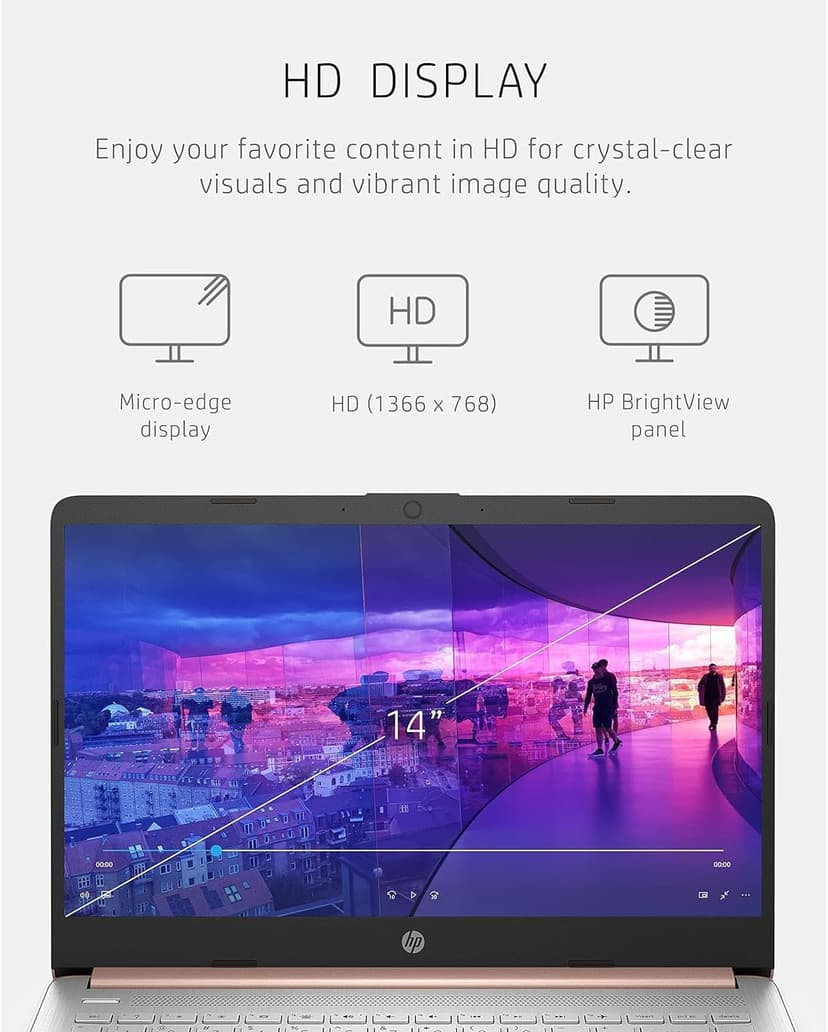 HP 14" HD Laptop | Back to School Limited Edition with 1 Year Microsoft 365 | Intel Quad-Core Processor | Long Battery Life | w/WOWPC Bundle | Windows 11 (Pink, 8GB RAM | 576GB Storage)