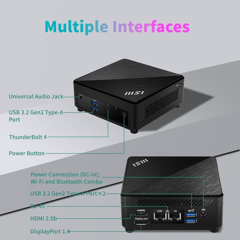 MSI Cubi 5 Professional Mini PC, 12th Gen Intel i5-1235U Processor (Beats Ryzen 7 5700U), 16GB RAM, 512GB SSD, Wi-Fi 6, Windows 11 Pro, Support 4K@60Hz Display, Seamless Multitasking at Work/Gaming