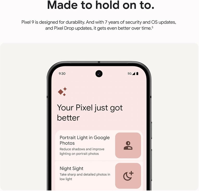 Google Pixel 9 - Unlocked Android Smartphone with Gemini, 24-Hour Battery, Advanced Camera, and 6.3" Actua Display - Peony - 256 GB