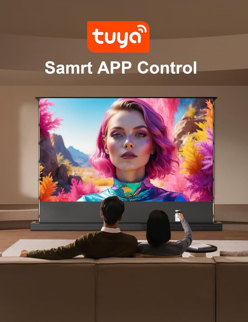 IN&VI 100" Motorized Floor Rising Projector Screen for Ultra Short Throw Projector,Motorized Projector Screen 4KUltra HD Active,ALR CLR Movie Screen for Home Theater