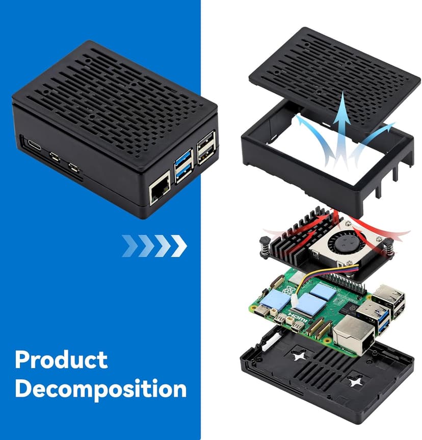 Tada for Raspberry Pi 5 8GB Basic Kit Including Pi 5 8GB Board, Pi 5 ABS Case and Active Cooler (8GB RAM)
