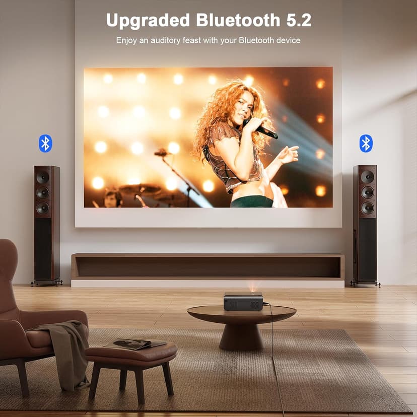 [Netflix Official & Auto Focus/Keystone] Smart Projector with WiFi and Bluetooth, VOPLLS 700ANSI Native 1080P Outdoor Projector, 50% Zoom Home Theater Movie Projector for Bedroom/iOS/Android