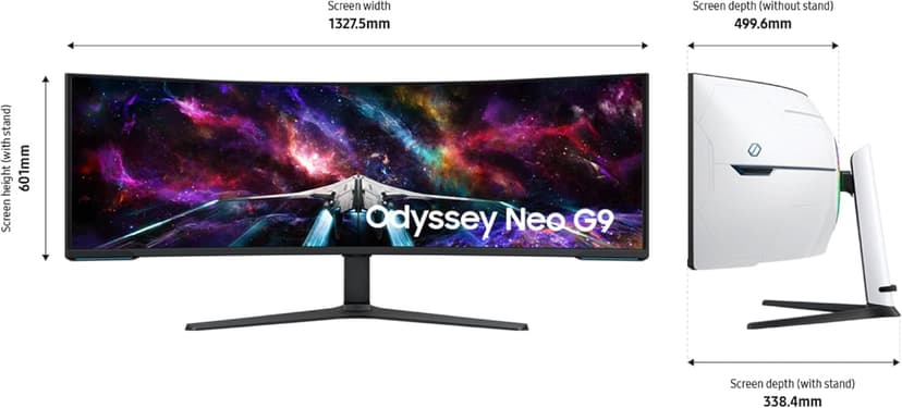 Samsung 57" Odyssey Neo G9 (G95NC) Series Dual 4K UHD 1000R Curved Gaming Monitor, 240Hz, 1ms with DisplayPort 2.1, Quantum Mini-LED, DisplayHDR 1000, AMD FreeSync Premium Pro, LS57CG952NNXZA