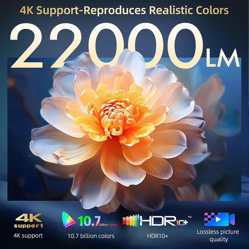 [Netflix Officially & Dolby Audio] Smart Projector with WiFi6 and Bluetooth5.3, Electric Focus & Auto Keystone 4K Support, 22000L Movie Projectors, OWNKNEW Native 1080P Proyector Built-in Apps