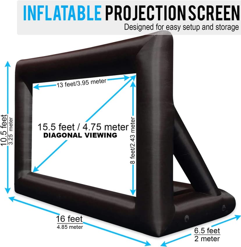 KHOMO GEAR 20 ft Outdoor Projector Screen - Supports Front and Rear Projection - Includes Inflation Fan, Tie-Downs and Storage Bag - Inflatable Projector Screen