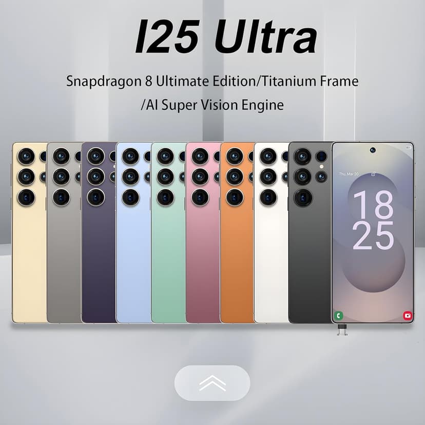 I25 Ultra 5G Unlocked Smartphone,6.8" HD Screen, 8GB+512GB,7000mAh Battery., 108MP+48MP Dual Camera, Android 14, Dual SIM/5G/Face ID/Fingerprint Lock/GPS (Gold)