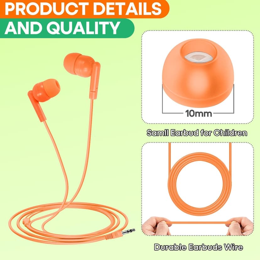 50 Pack Bulk Kids Earbuds for School Classroom Library, Student Wired Earphones with 3.5 mm Jack Multi Colored Earphones for Computer Chromebook Laptop PC (HY01,50 Mixed)