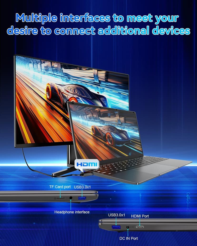 15.6 inch Laptop Computer,16GB RAM LPDDR4 512GB SDD Portable Laptop Computer Cerelon N5095 Processor FHD 1920 * 1080 Laptop PC with Touch ID, WiFi5, BT4.2, USB 3.0