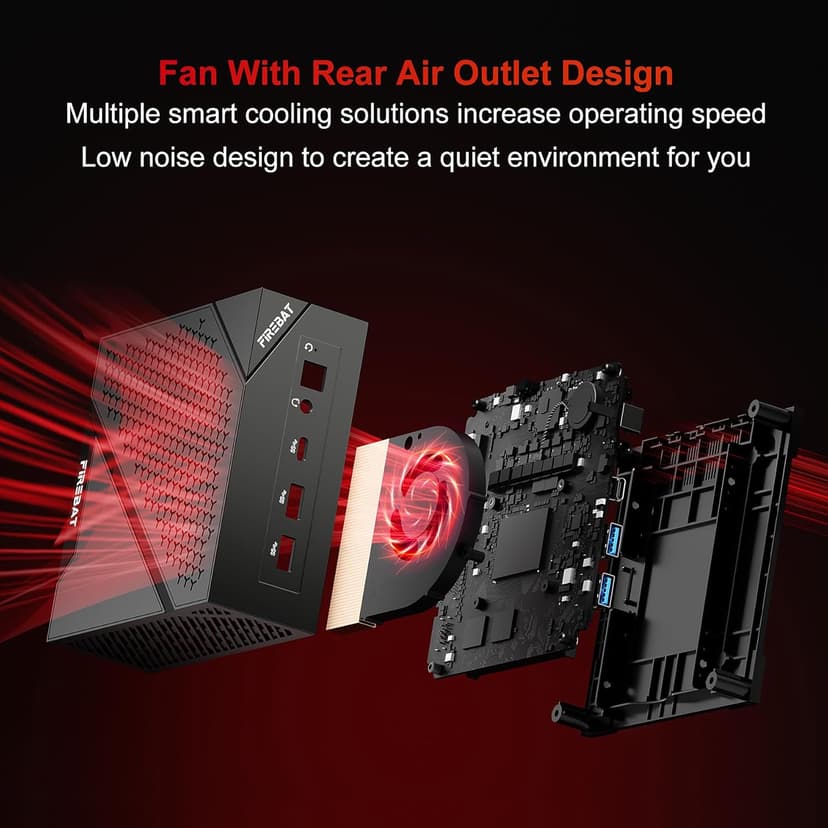 Mini PC Gaming Computer【AM02】AMD Ryzen 6600H (6C/12T, Up to 4.5GHz), Radeon 660M Graphics, USB-C, 4xUSB-A, DP2.0 (4K@160Hz), HDMI 2.1, MU-MIMO WiFi6 BT5.2, 16GB DDR5 RAM 4800MHz 512GB PCIe SSD