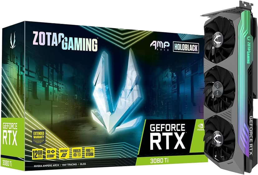 ZOTAC GAMING GeForce RTX™ 3080 Ti AMP Holo 12GB GDDR6X 384-bit 19 Gbps PCIE 4.0 Graphics Card, HoloBlack, IceStorm 2.0 Advanced Cooling, SPECTRA 2.0 RGB Lighting, ZT-A30810F