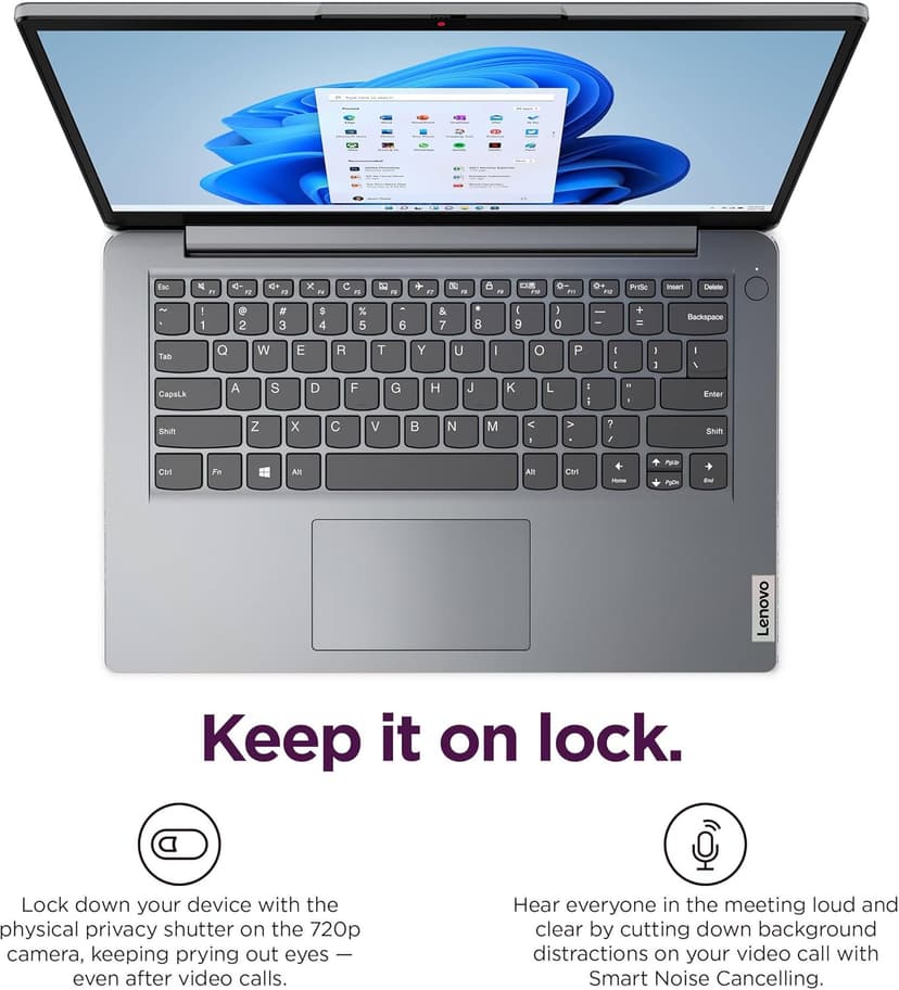 Lenovo IdeaPad Ultra Light Laptop for Student & Home (14" Anti-Glare, Intel Dual Core Processor, 4GB RAM, 128GB Storage (64GB+ 64GB SD)), 1 Year Office 365, Webcam, Wi-Fi 6, Win 11 Home in S, Grey