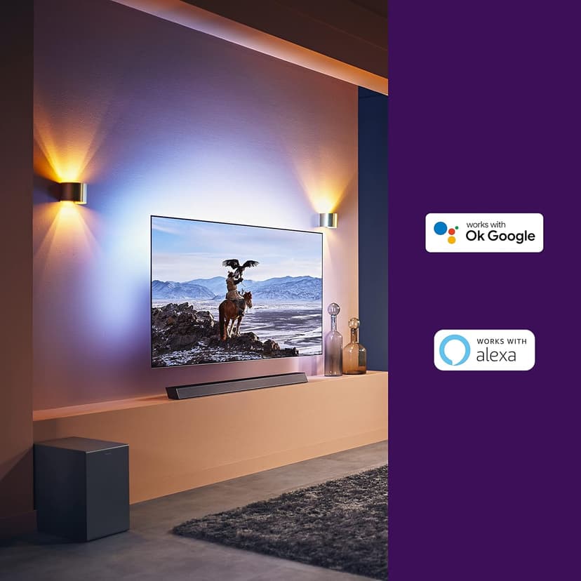 Philips B8905 Soundbar 3.1.2 with Wireless Subwoofer, Dolby Atmos, Compatible with DTS Play-Fi, Connects with Amazon Echo Devices and Voice Assistants, AirPlay 2 and BT Support, TAB8905