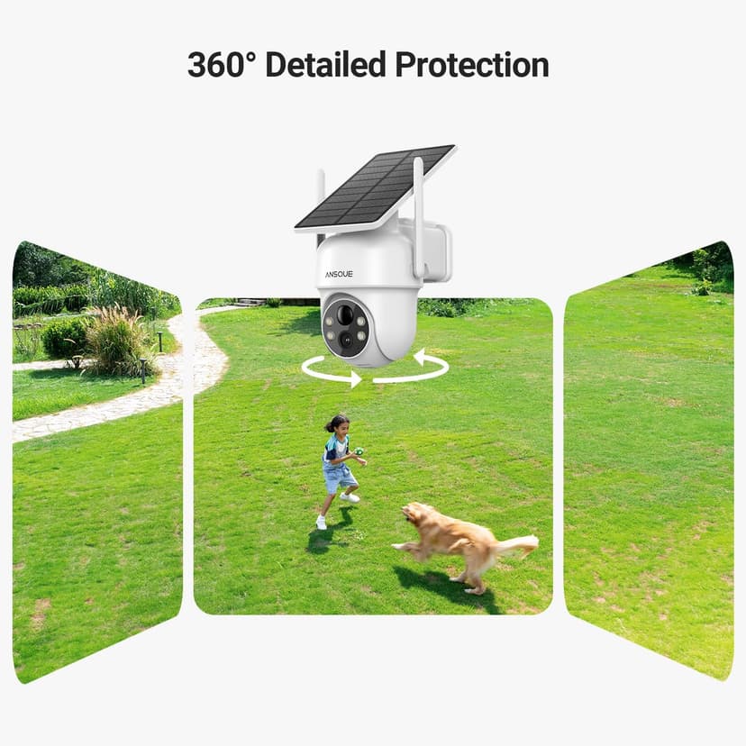 Security Cameras Wireless Outdoor Home System, 4 Camera Kit, No Subscription Fees, Solar Powered, Local Storage, 365-Day Battery Life, 360°PTZ Surveillance, Auto Tracking, 2K Color Night Vision