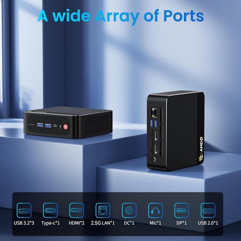 Beelink Mini PC AMD Ryzen 7 5825U Up to 4.5GHz 8C/16T, SER5 PRO Mini Computer with 32GB DDR4 RAM 1TB M.2 SSD, Support 2.5GLAN/4K Triple Screen Display(HDMI+DP+Type-C)/WiFi6/BT5.2/Home/Office