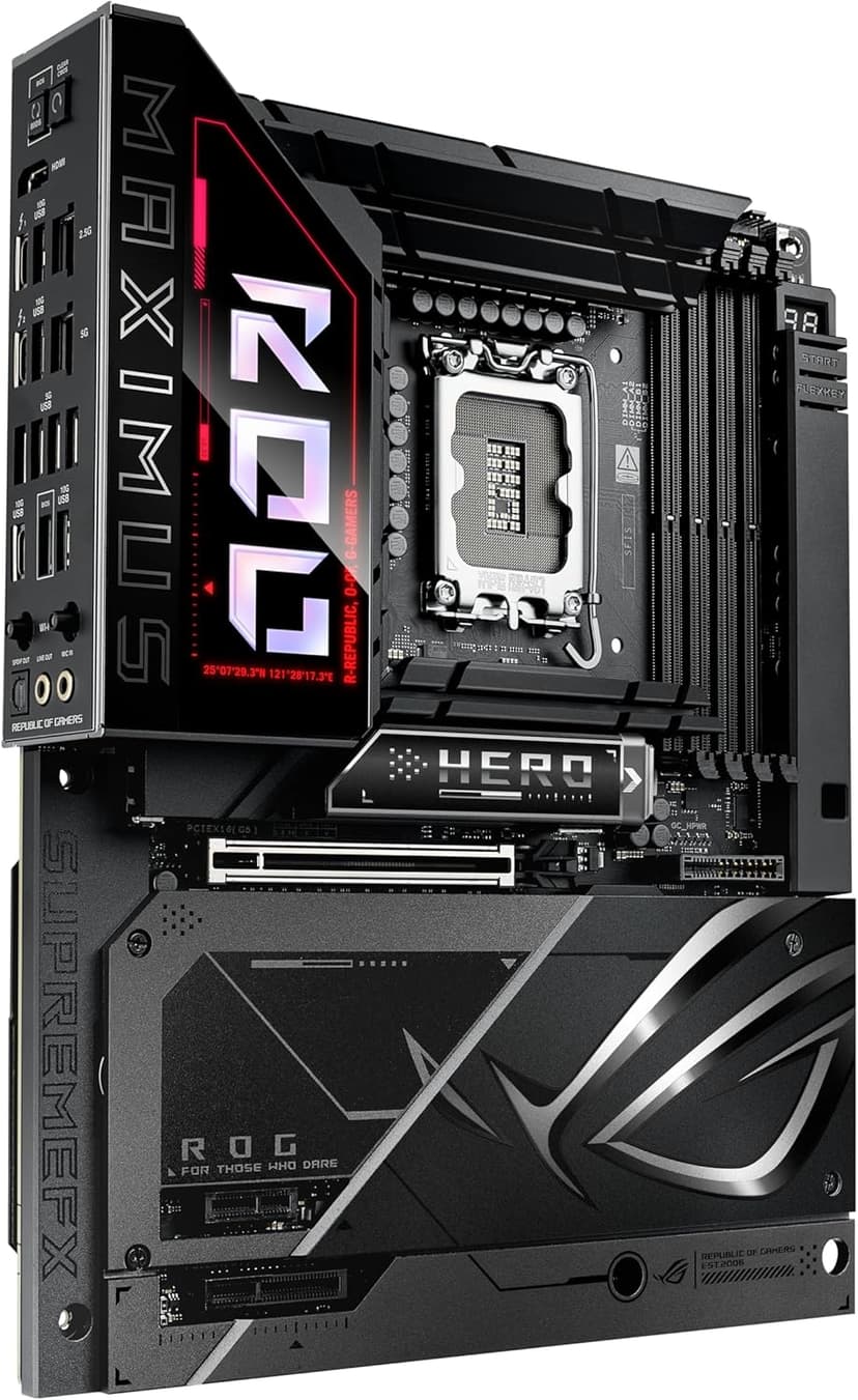 ASUS ROG MAXIMUS Z890 HERO BTF Z890 LGA 1851 ATX motherboard, hidden-connector design, Advanced AI PC Ready, 22+1+2+2 stages, DDR5, WiFi 7, 2.5G LAN, 6x M.2, PCIe 5.0, Thunderbolt 4, USB Type-C, AI OC